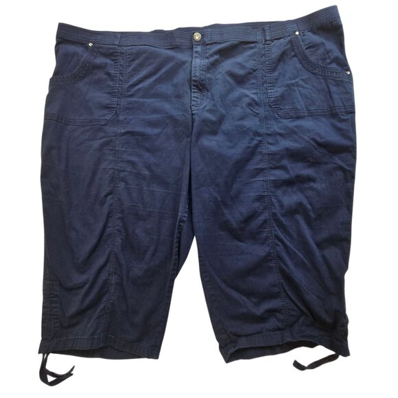 Catherines Pants - Catherines Plus Size 5X Navy Capri Pants Elastic Waist Drawstring Ankle Pockets